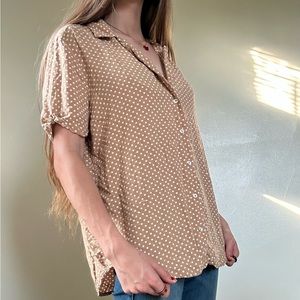 Rhythm Button Down Polka Dot Blouse